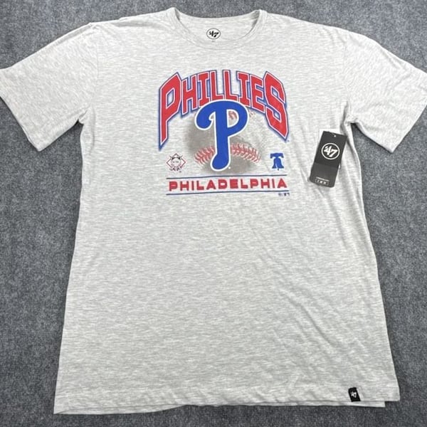 '47 Brand Philadelphia Phillies MLB Heather Gray Graphic T-Shirt - XLT- NWT