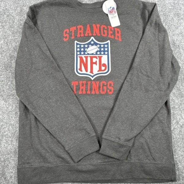 NFL Stranger Things Gray Fleece Crewneck Sweatshirt - Size 2XL NWT