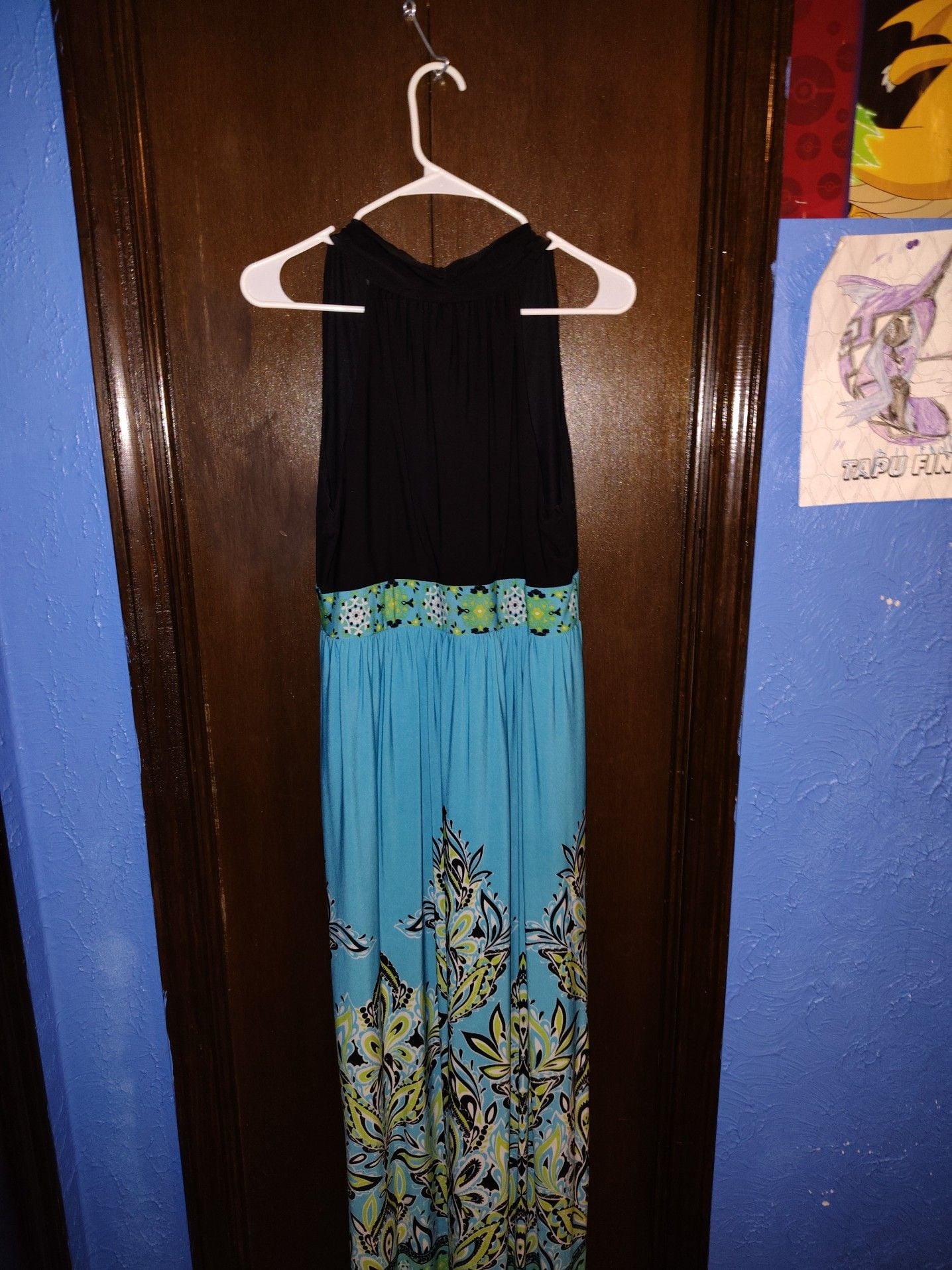 Cato Women's Sleeveless V-Neck Blue Black Paisley Print Maxi Dress Size L 4