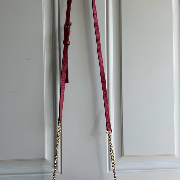 Michael Kors Pink Pebbled Leather Crossbody Bag with Gold MK Logo