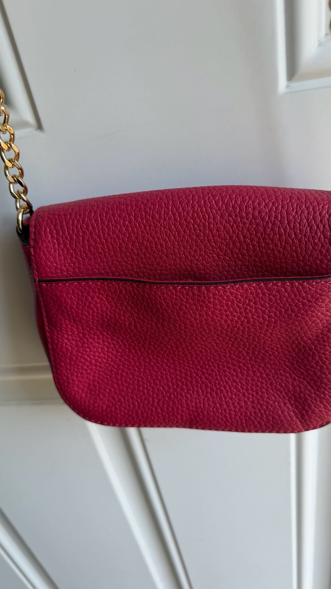 Michael Kors Pink Pebbled Leather Crossbody Bag with Gold MK Logo 5