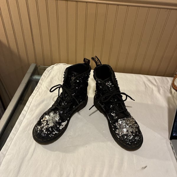 Dr. Martens 1460 Pascal Sequin Black Silver Boots Women's US 6 / EU 37