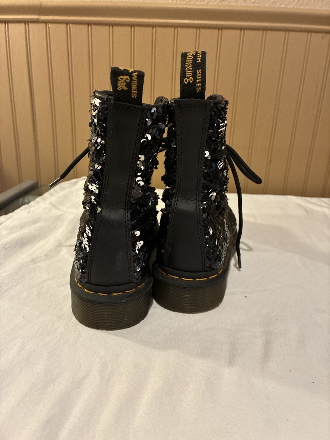 Dr. Martens 1460 Pascal Sequin Black Silver Boots Women's US 6 / EU 37 3