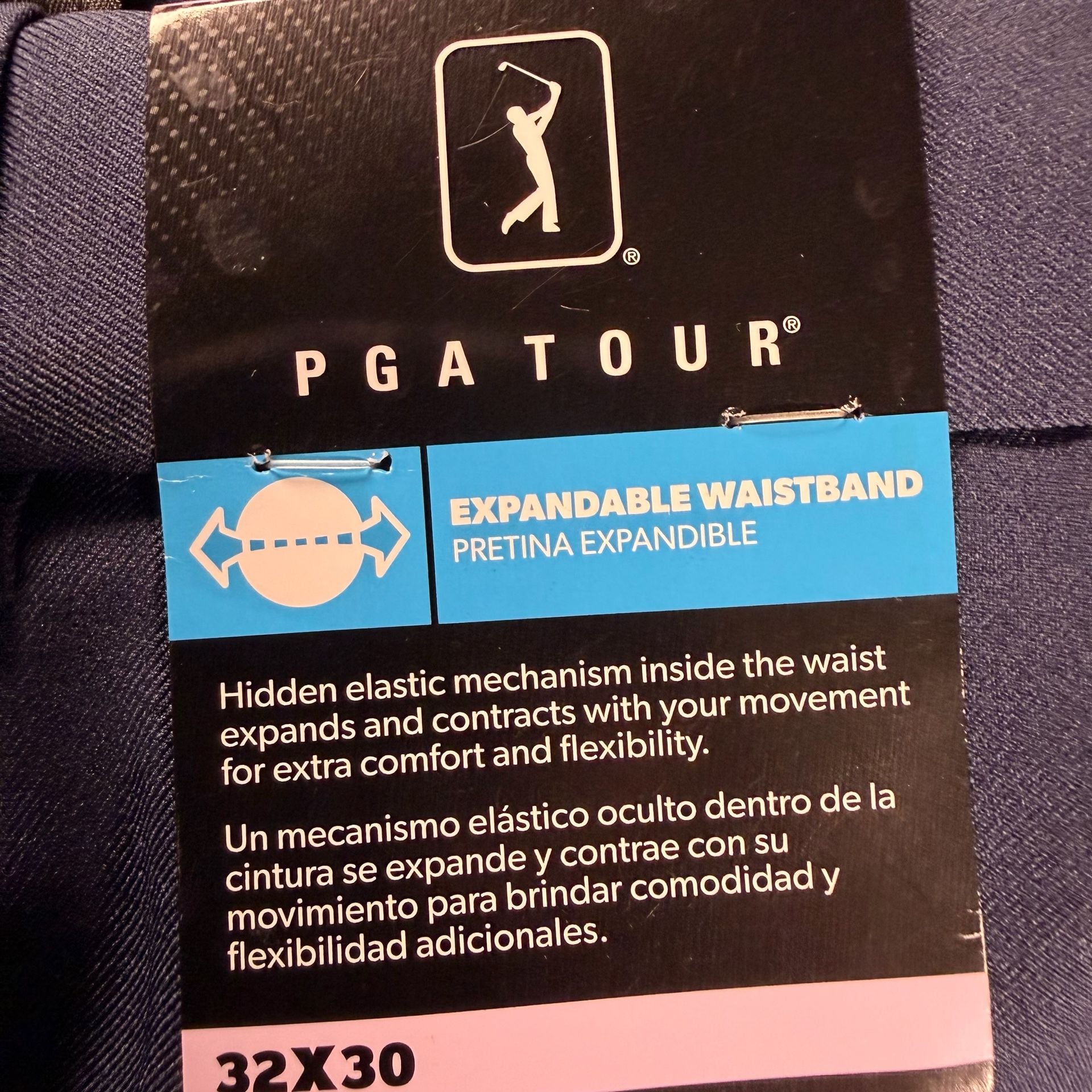PGA Tour Men's Expandable Waistband Pants Black Iris 32x30 3
