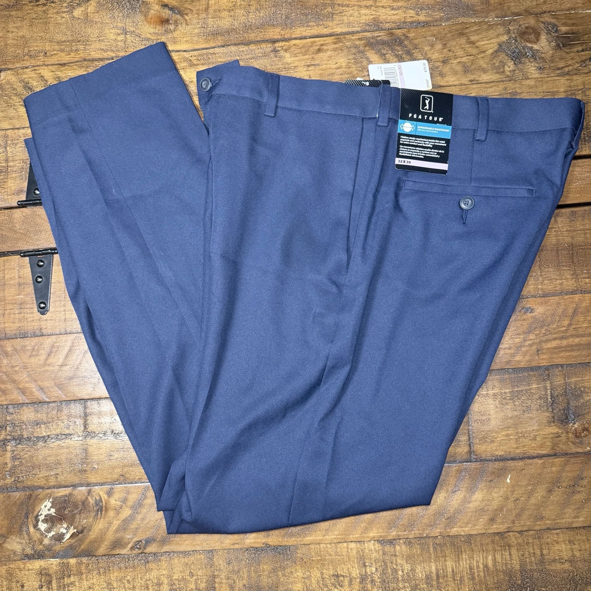 PGA Tour Men's Expandable Waistband Pants Black Iris 32x30 2