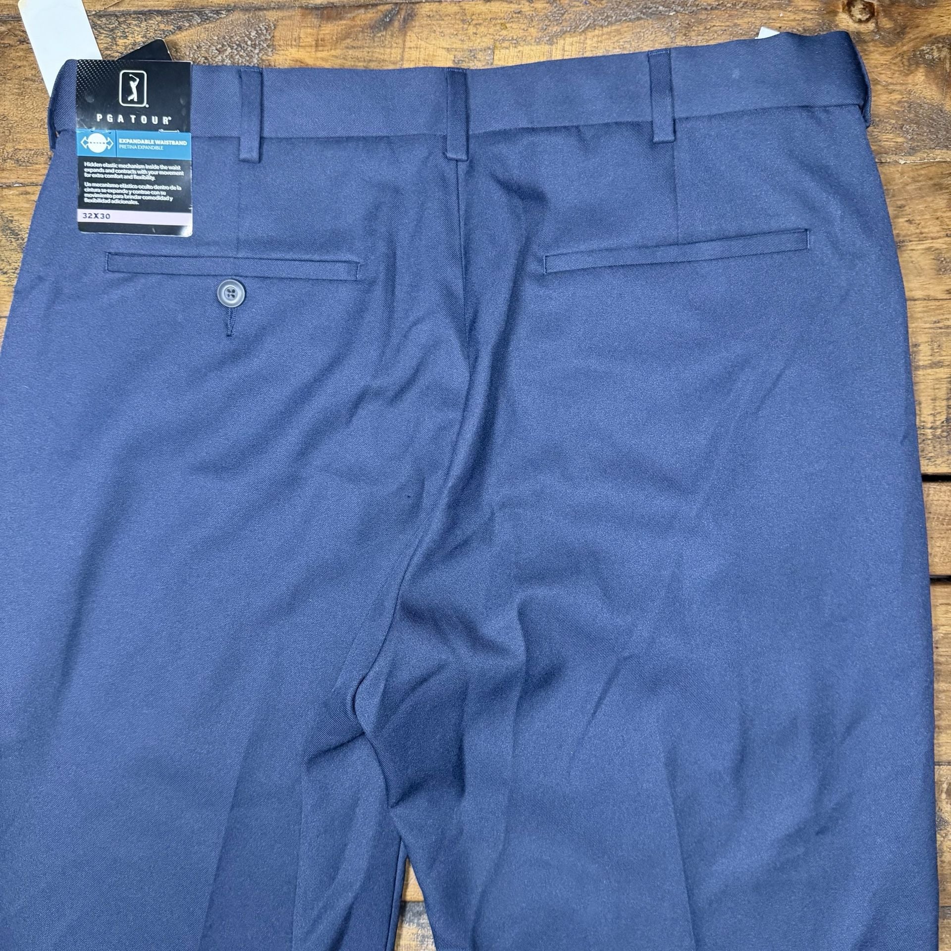 PGA Tour Men's Expandable Waistband Pants Black Iris 32x30 4