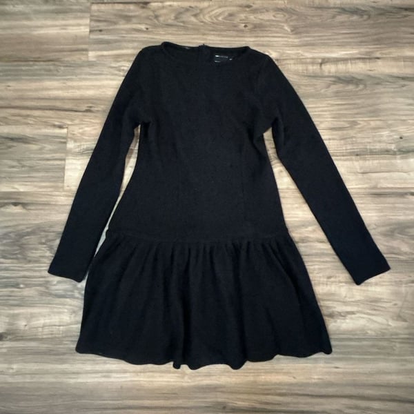 ASOS DESIGN Supersoft Long Sleeve Dropped Waist Mini Dress in Black