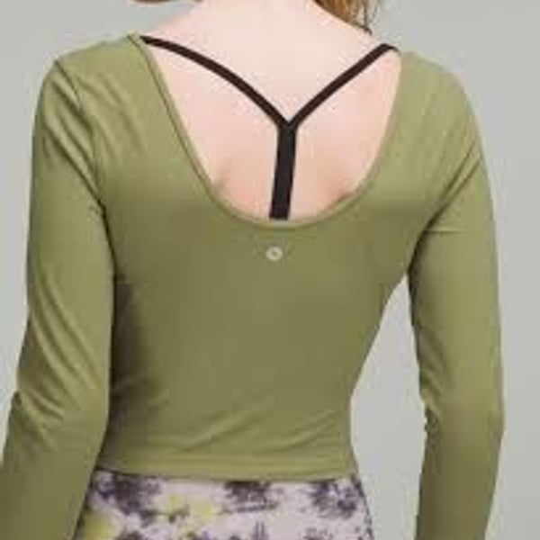 Lululemon StudioSmooth Long-Sleeve Wrap Top Olive Green Size 10
