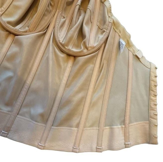 Elila Style 6421 Nude Satin Longline Corset Bustier 34F 20