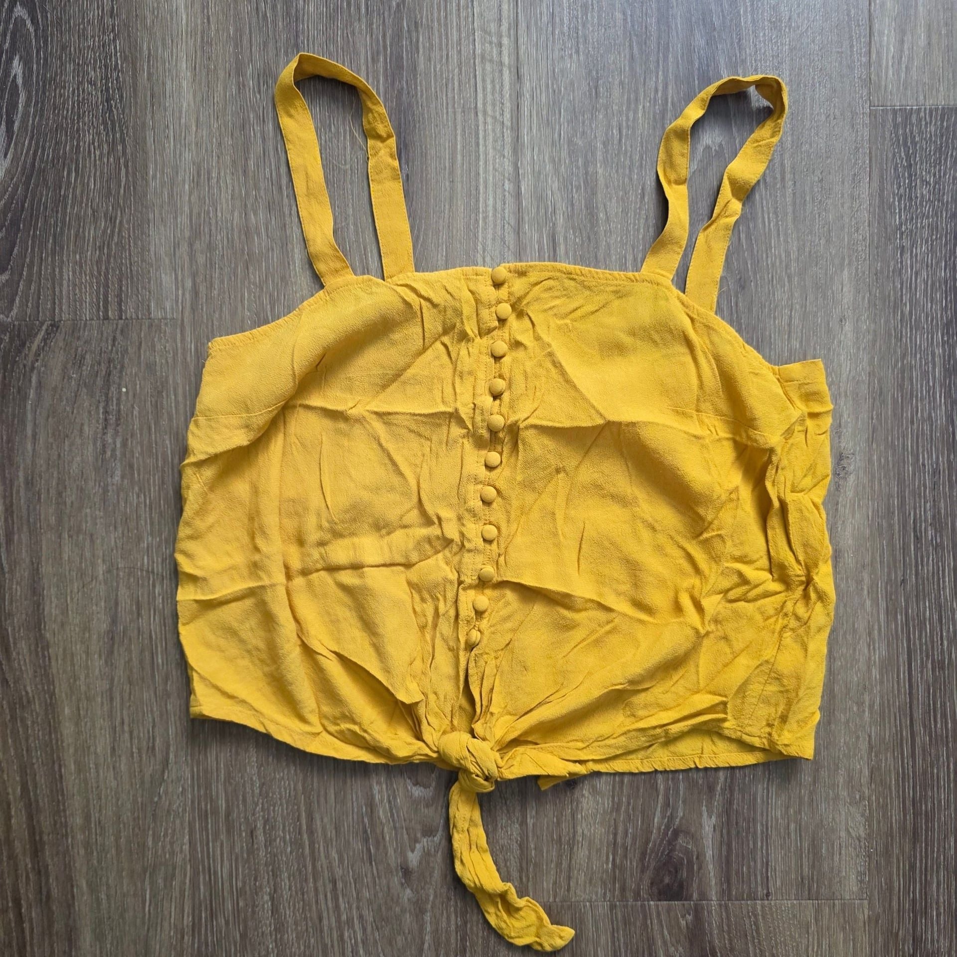 Madewell Mustard Yellow Button Front Crop Tie Tank Top Medium boho 3