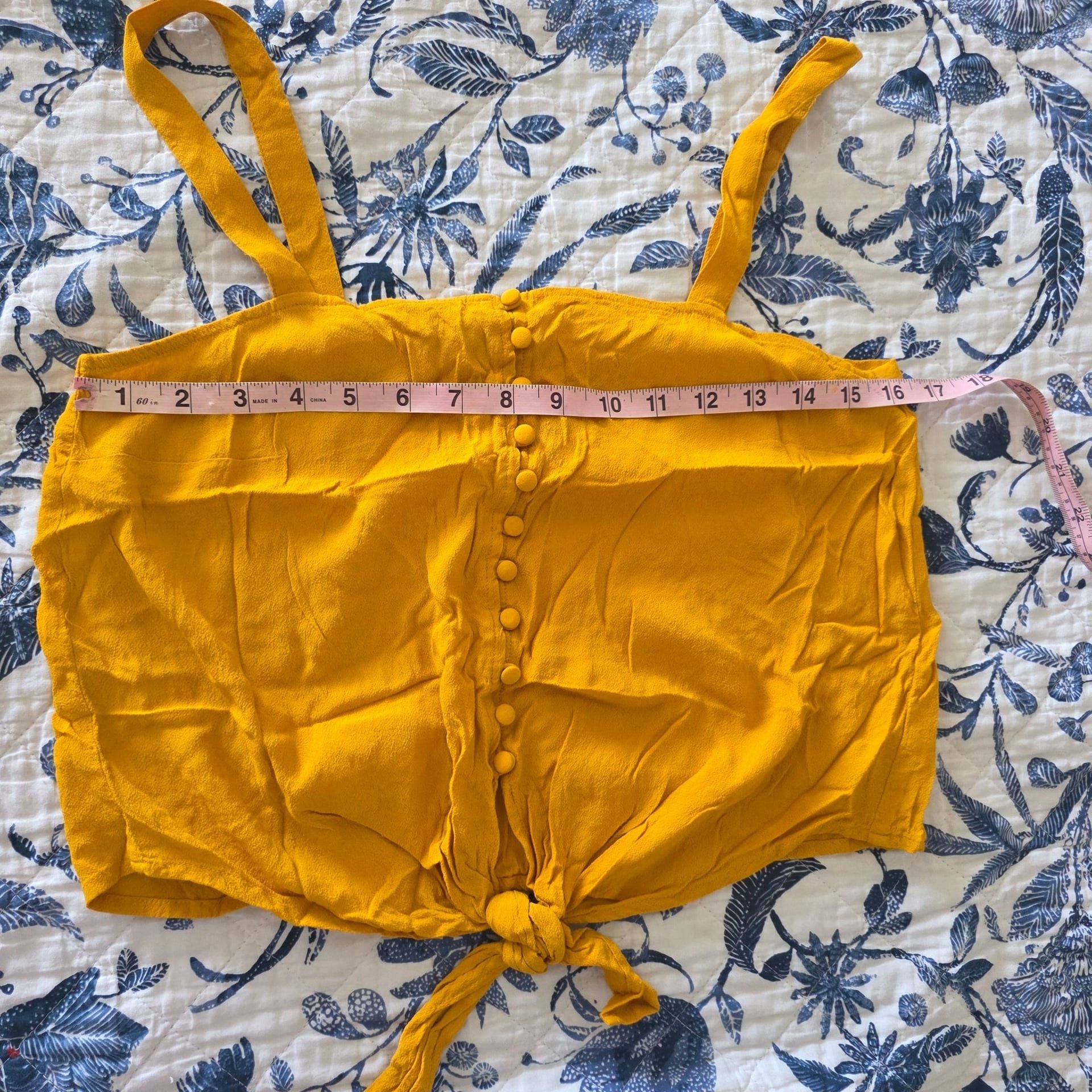 Madewell Mustard Yellow Button Front Crop Tie Tank Top Medium boho 7