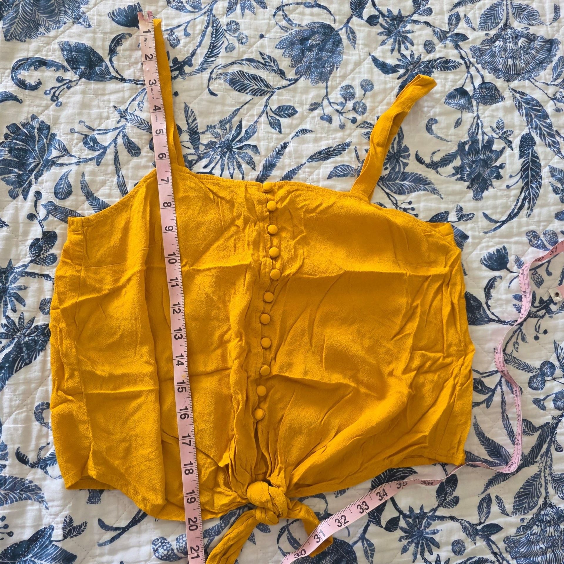 Madewell Mustard Yellow Button Front Crop Tie Tank Top Medium boho 6