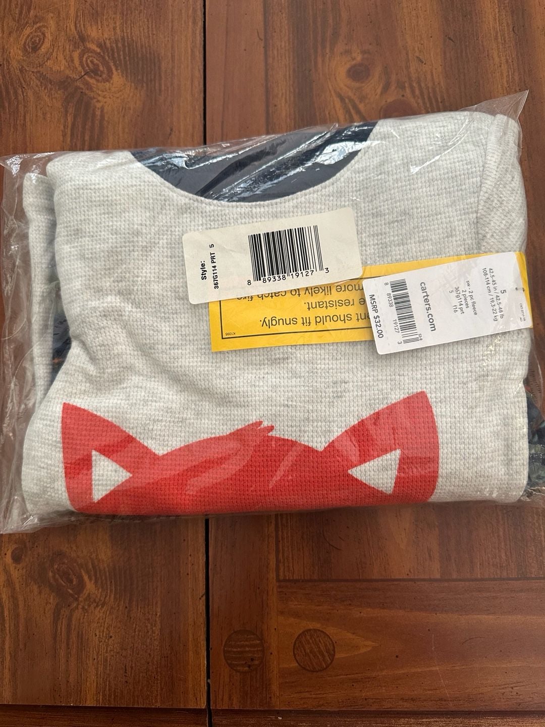 Carter's 2-Piece Fleece Fox graphic size 5 1