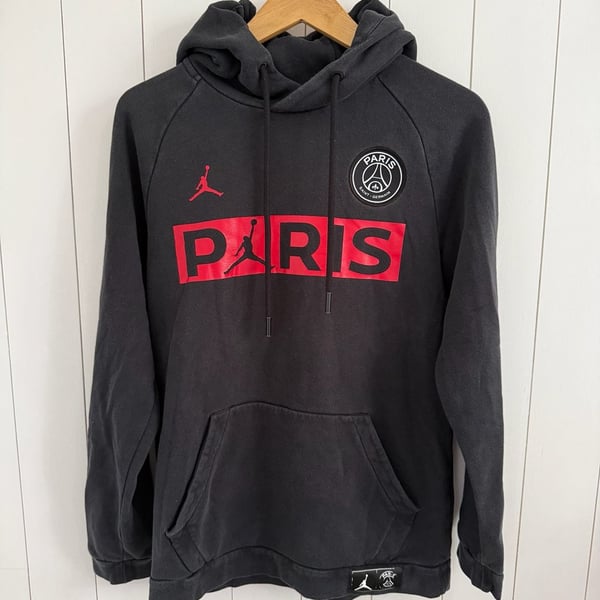 Jordan Paris Saint-Germain PSG Pullover Hoodie Black Red Size S