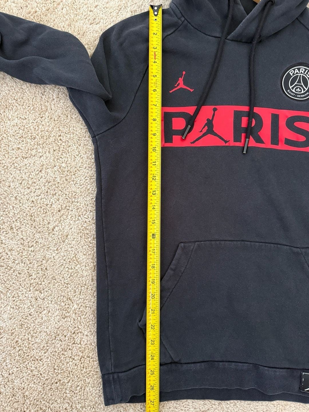 Jordan Paris Saint-Germain PSG Pullover Hoodie Black Red Size S 7