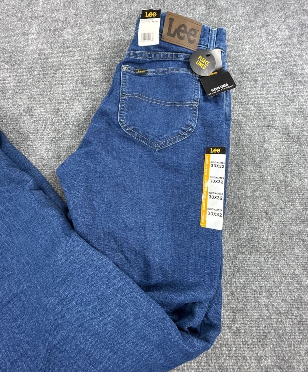 Lee Fleece Lined Relaxed Straight Jeans Blue Matter 30x32 NWT Men’s 2