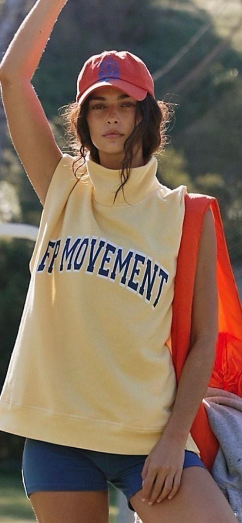 FP Movement Yellow Mock Neck Sweatshirt & Shorts Set 1