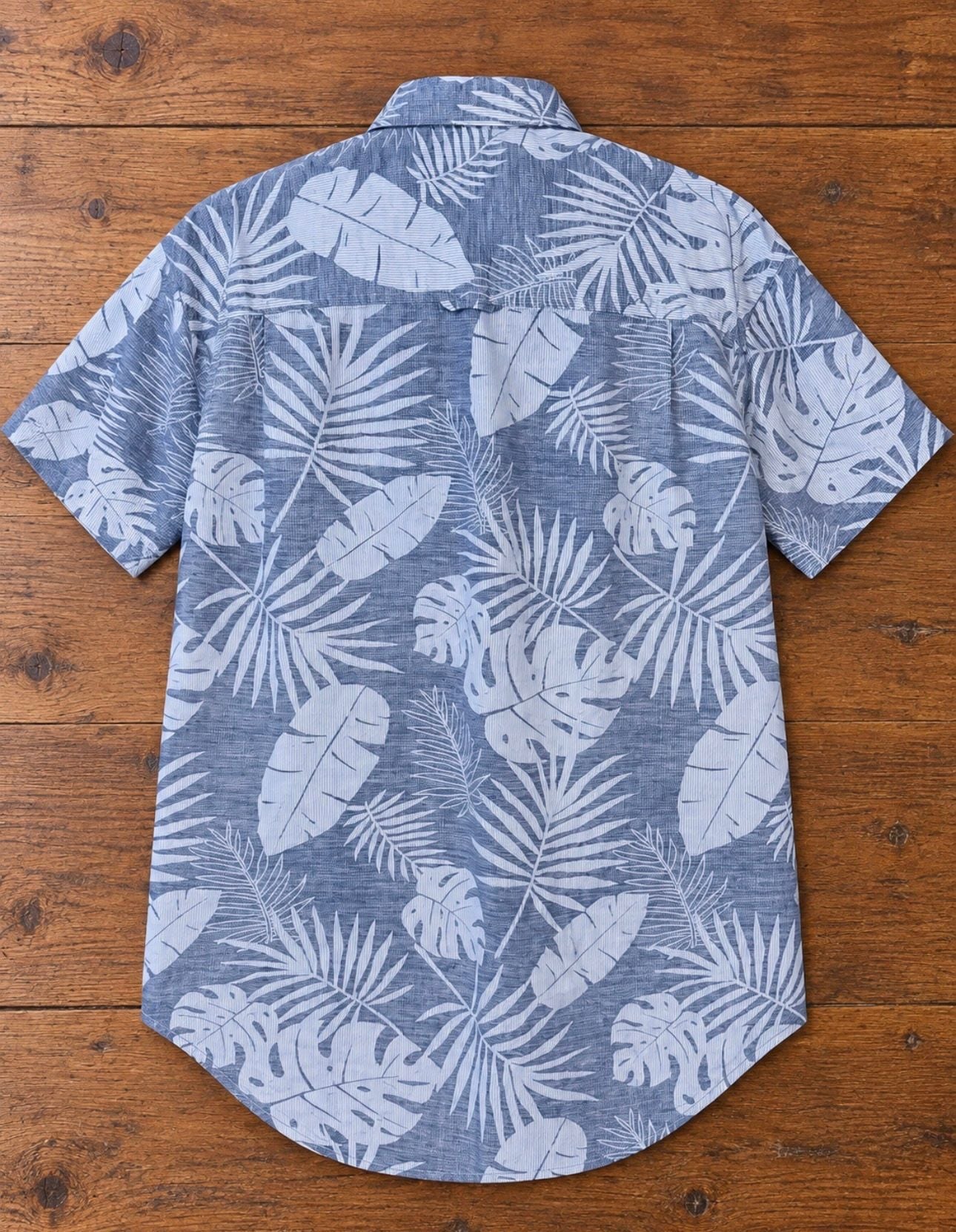 Club Room Men's Blue Tropical Palm Leaf Short Sleeve Button-Down Shirt Size L 3
