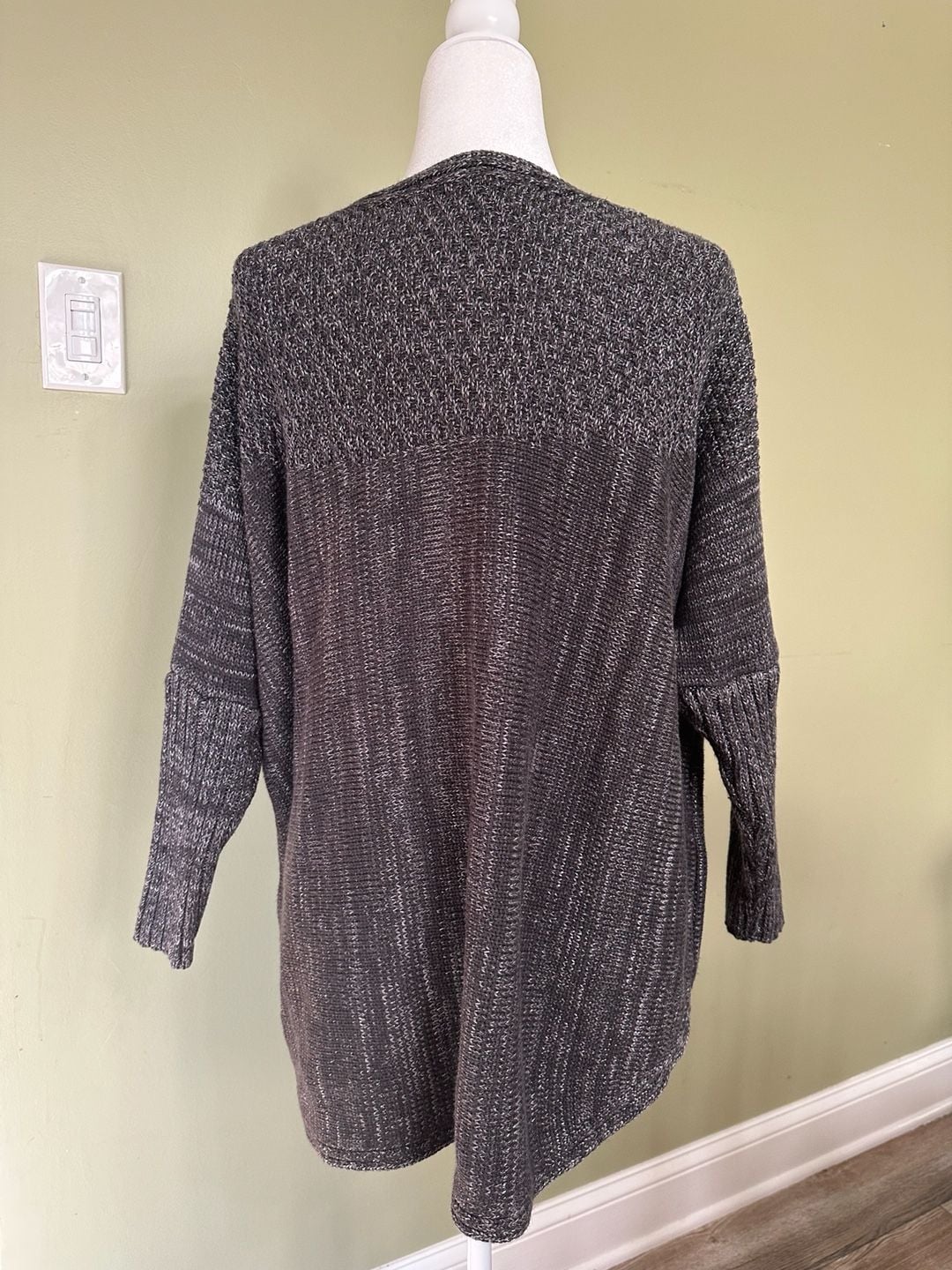 Sympli Oversized Knit Tunic Sweater Black Silver Grey Long Sleeve Size S 3