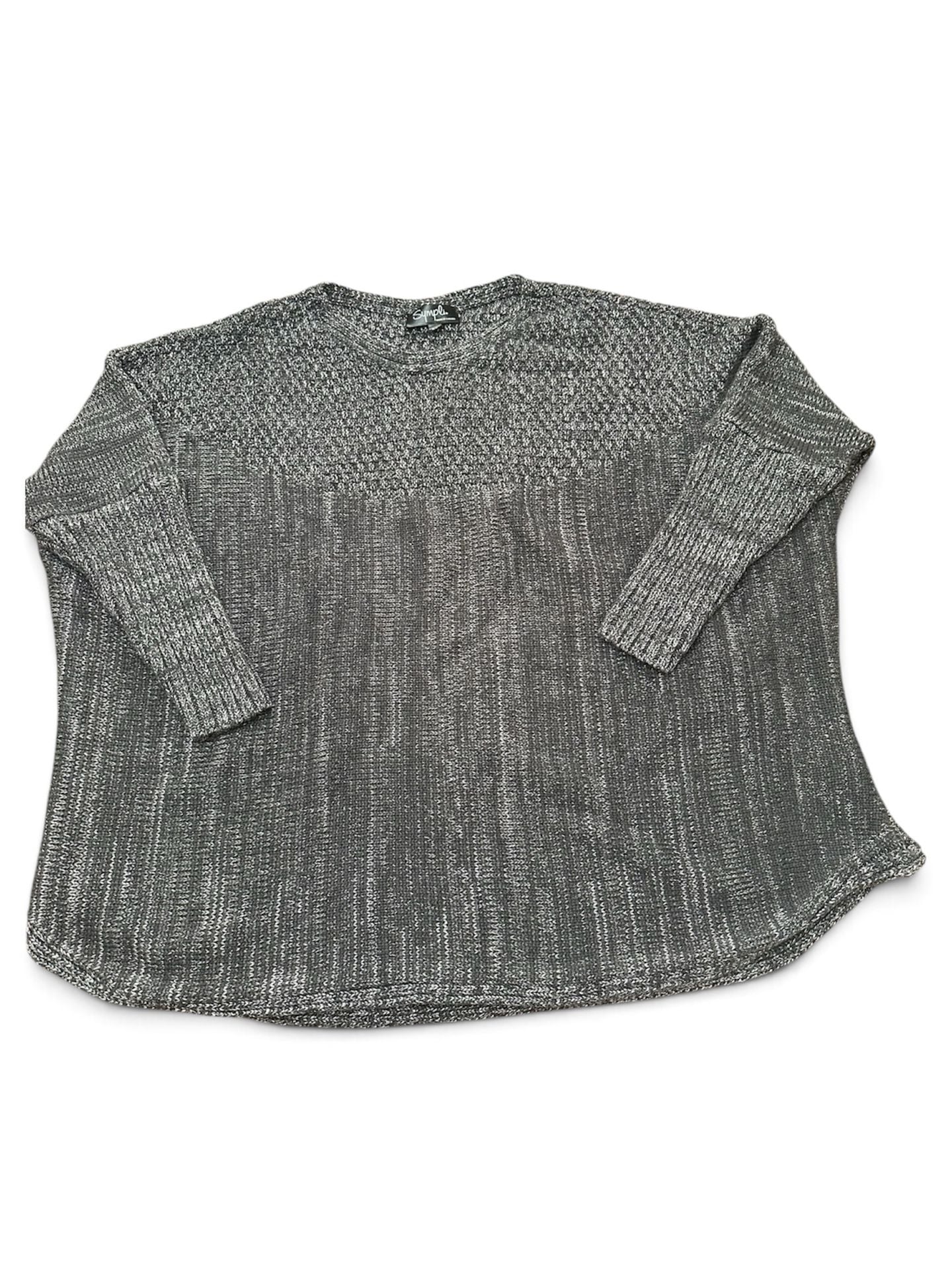Sympli Oversized Knit Tunic Sweater Black Silver Grey Long Sleeve Size S 4