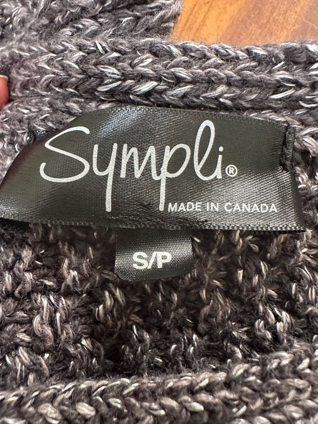 Sympli Oversized Knit Tunic Sweater Black Silver Grey Long Sleeve Size S 7