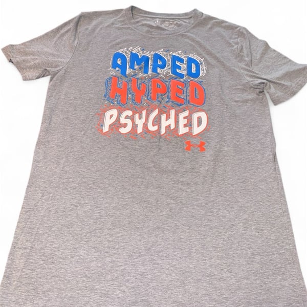Under Armour Boys Amped Hyped Psyched Short Sleeve Graphic T-Shirt Gray