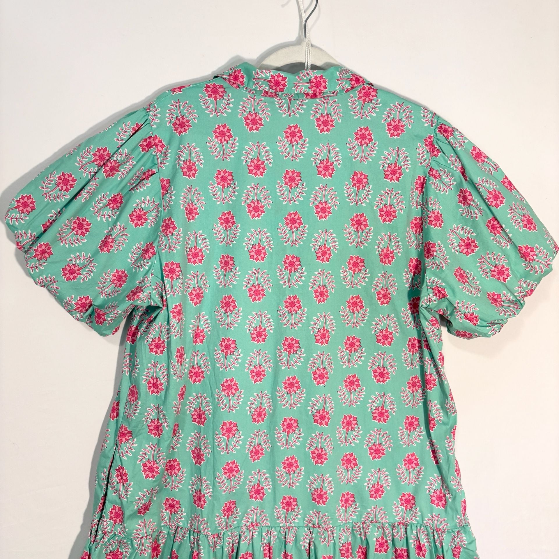 J.crew bubble sleeve floral mini dress Size 18 pockets button front Preppy 8