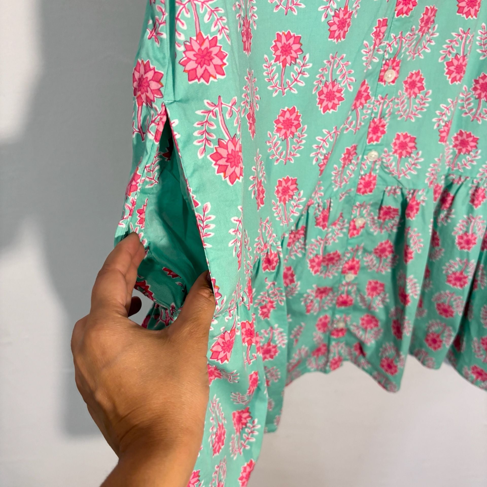 J.crew bubble sleeve floral mini dress Size 18 pockets button front Preppy 9
