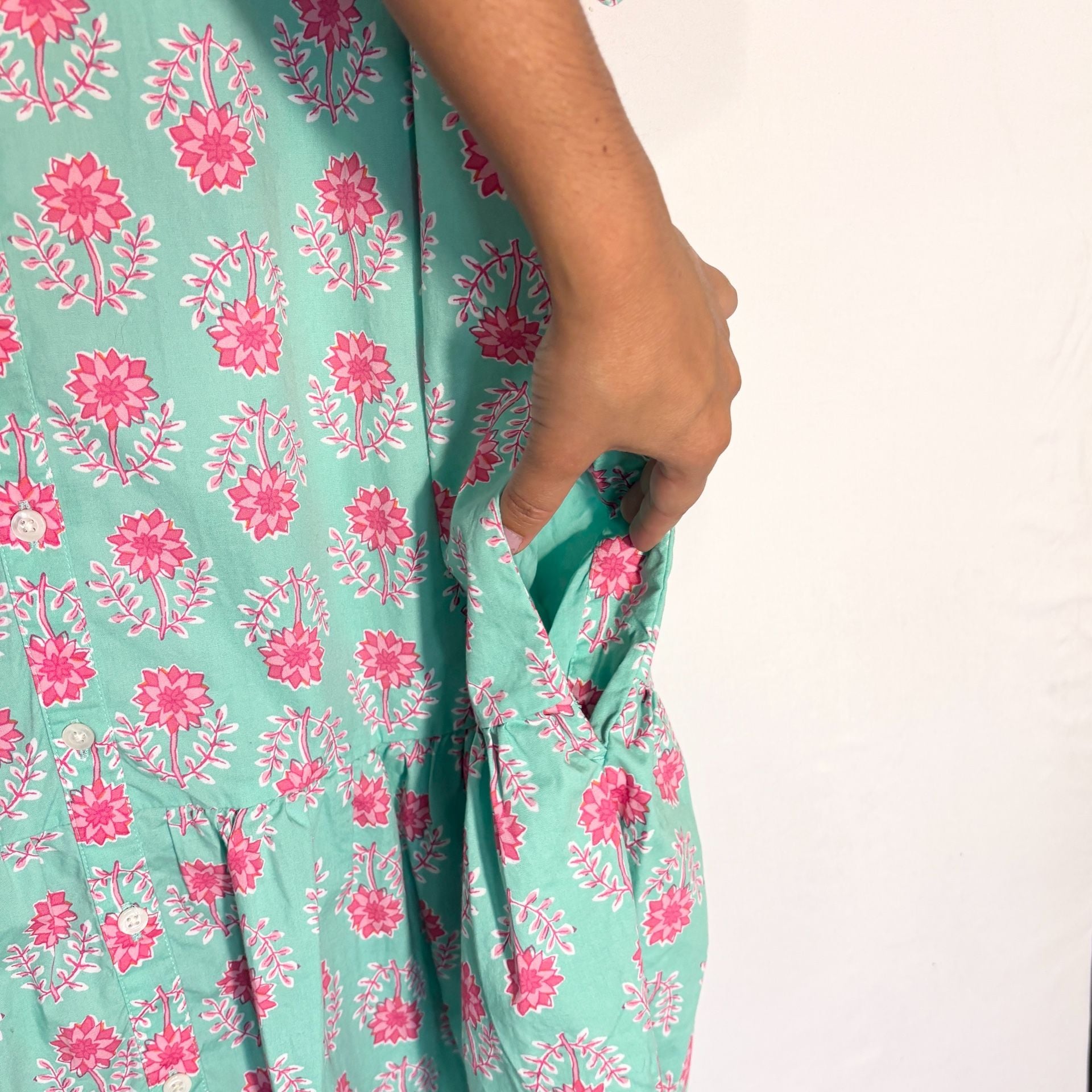 J.crew bubble sleeve floral mini dress Size 18 pockets button front Preppy 10