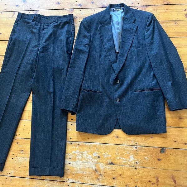 Brooks Brothers Established 1818 Vintage Pinstripe Wool Suit 43L 35x32 Union Tag