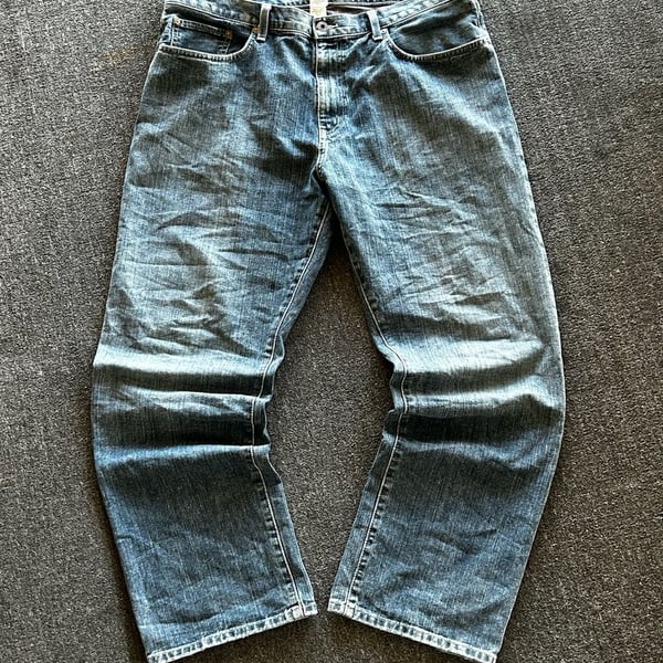 Eddie Bauer Men's Blue Distressed Denim Jeans Size 38x32
