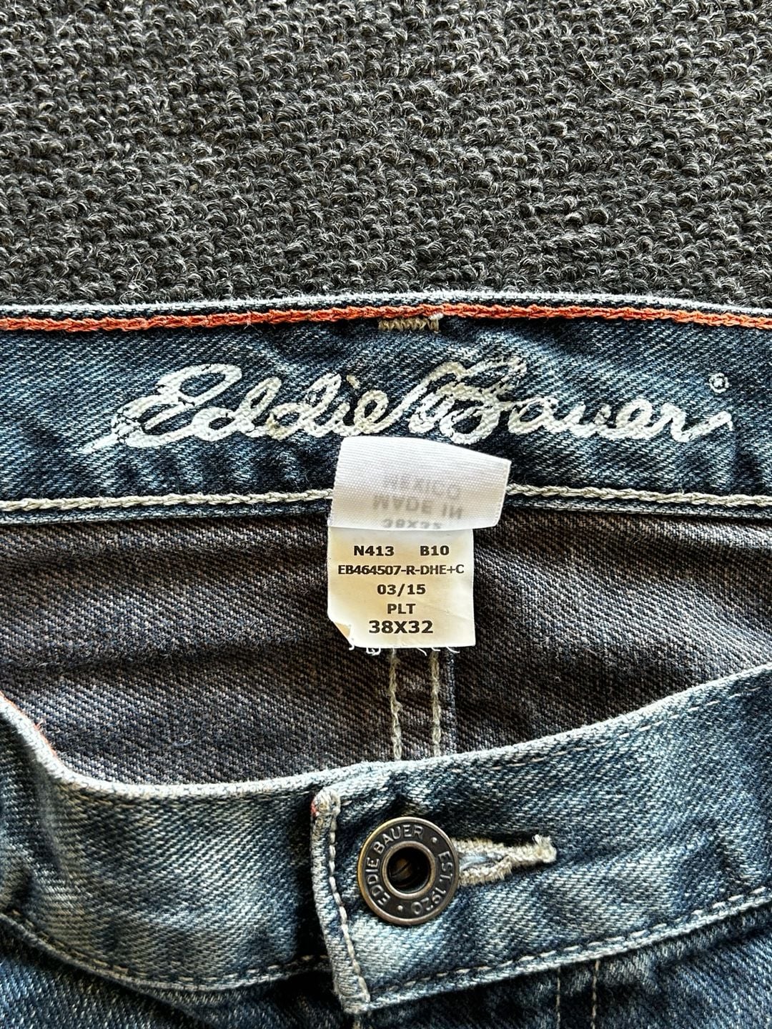 Eddie Bauer Men's Blue Distressed Denim Jeans Size 38x32 3