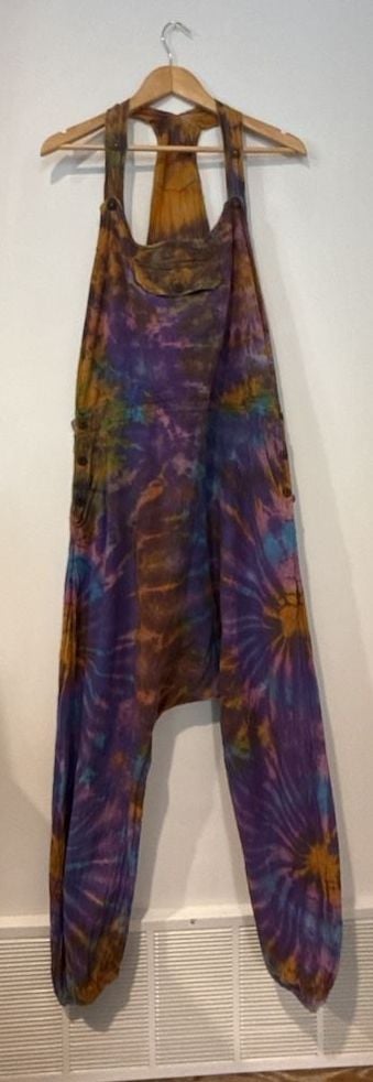 Tie Dye Harem Dungarees Boho Festival Overalls Jumpsuit 2