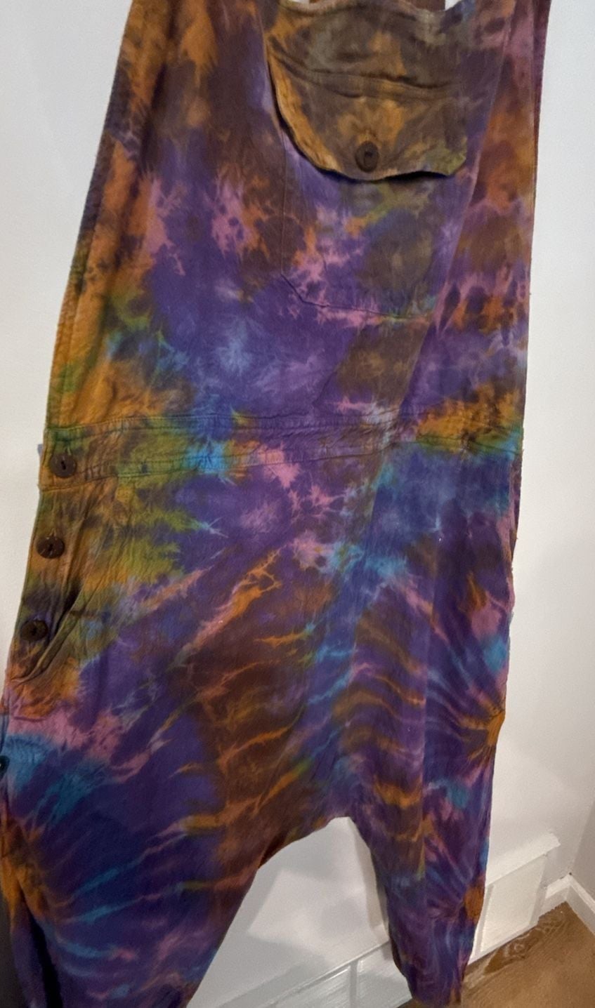 Tie Dye Harem Dungarees Boho Festival Overalls Jumpsuit 3