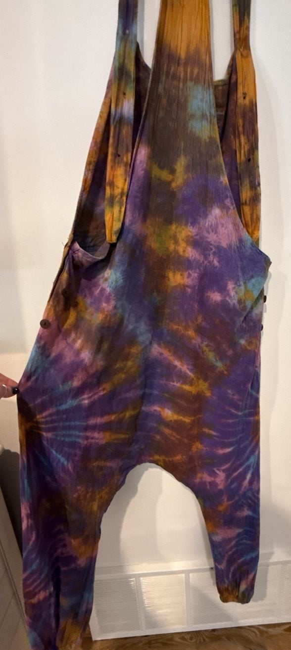 Tie Dye Harem Dungarees Boho Festival Overalls Jumpsuit 5