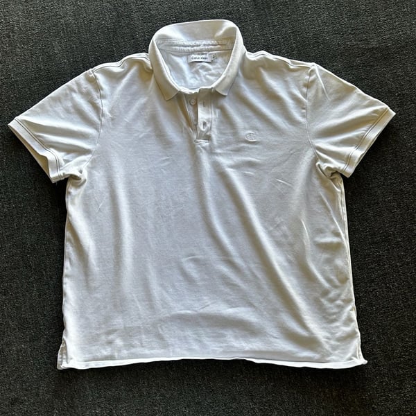 Calvin Klein Men's White Short Sleeve Pique Knit Polo Shirt