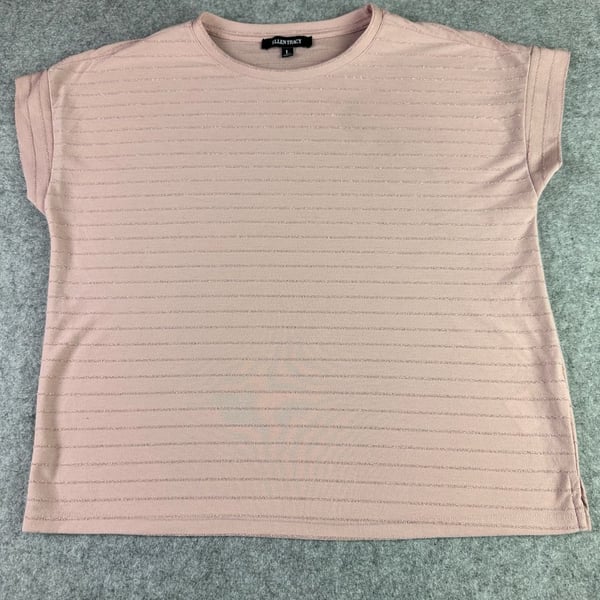 Ellen Tracy Women's Pink Shimmer Striped Short Sleeve T-Shirt Size L