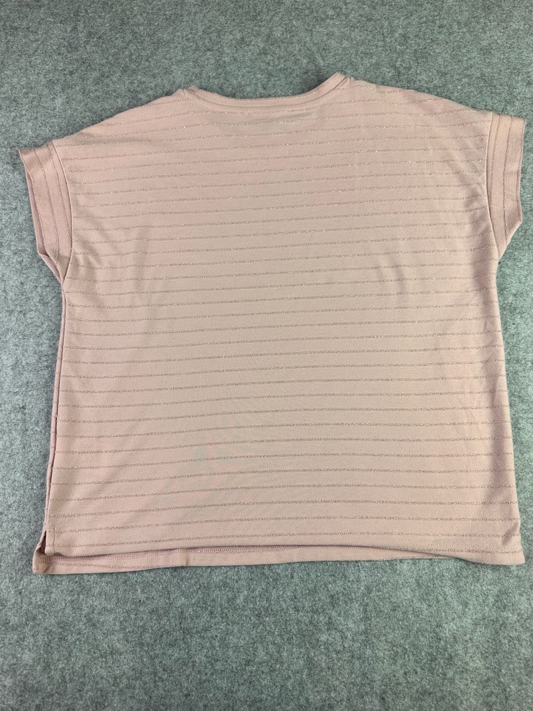 Ellen Tracy Women's Pink Shimmer Striped Short Sleeve T-Shirt Size L 8