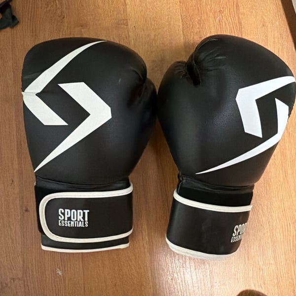 Sport Essentials Black and White Boxing Gloves