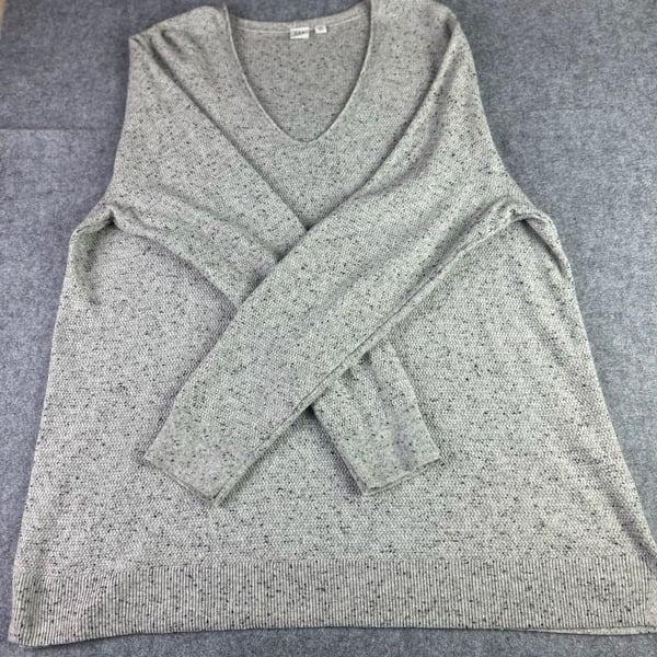 Gap Grey Speckled Marled V-Neck Long Sleeve Oversized Comfy Sweatet