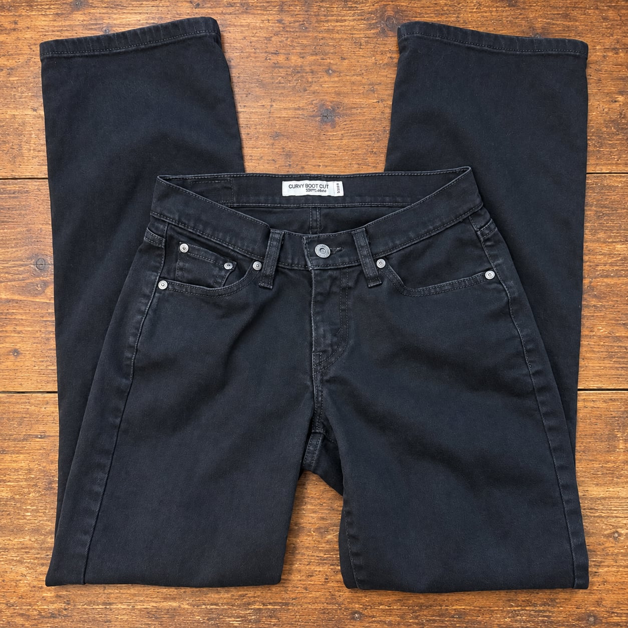 Levi Strauss & Co. Curvy Boot Cut Black Jeans Size 4 Medium non stretchy 2