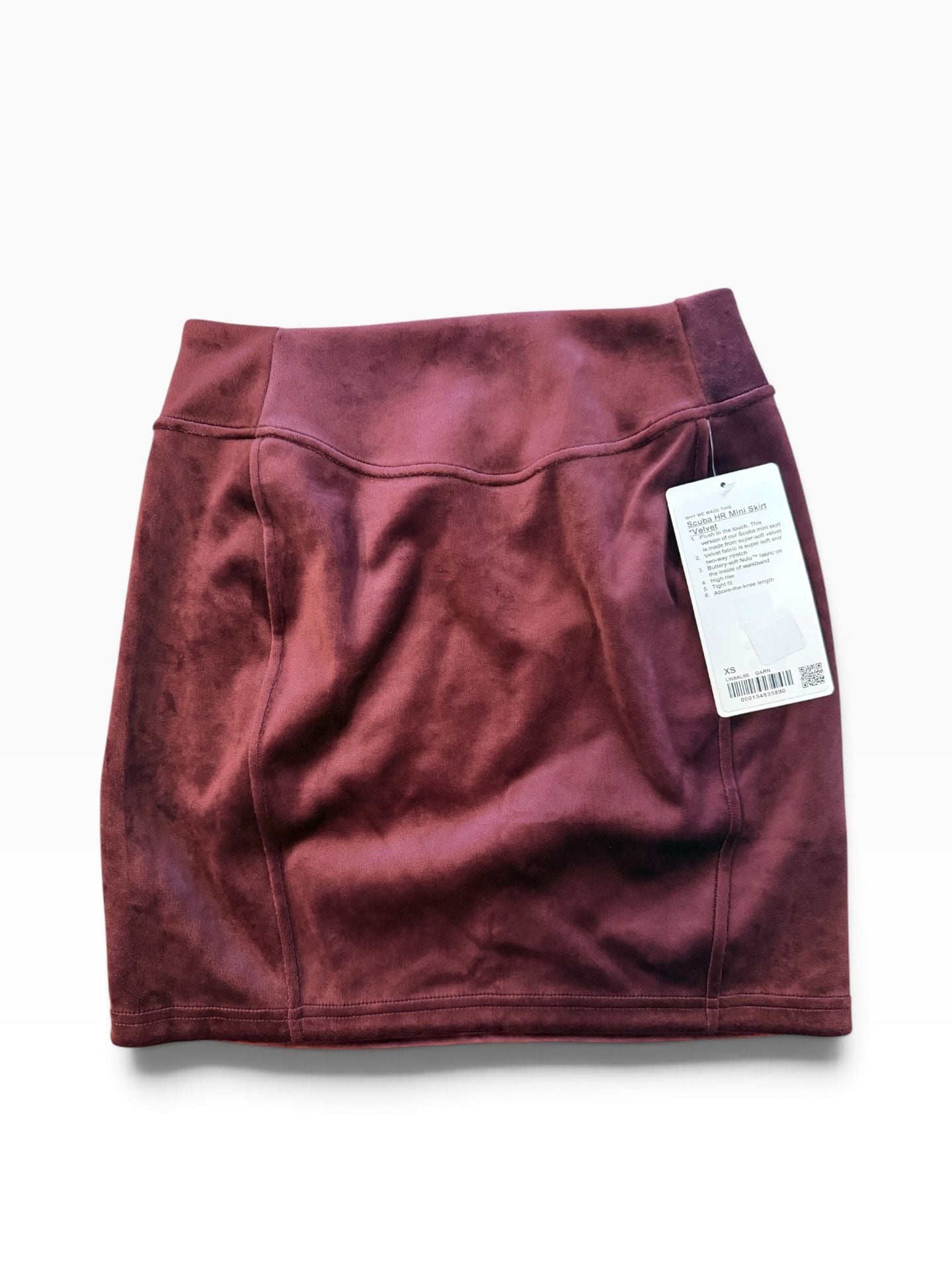 Lululemon Scuba High-Rise Mini Skirt Velvet Garnet Size XS 4