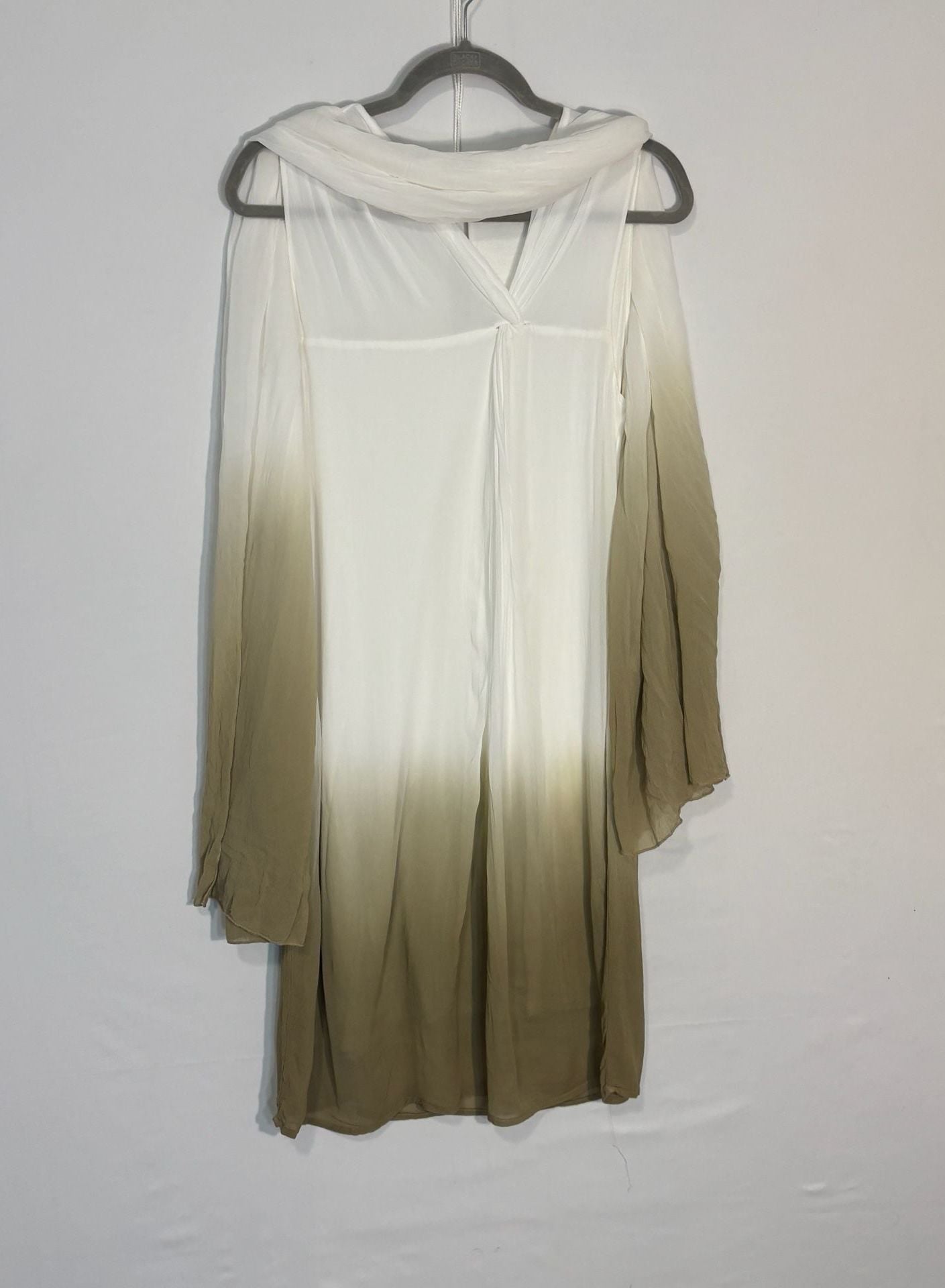 Lauren Vidal Ombre Draped V-Neck Midi Dress S Made in Italy RE 4261 4