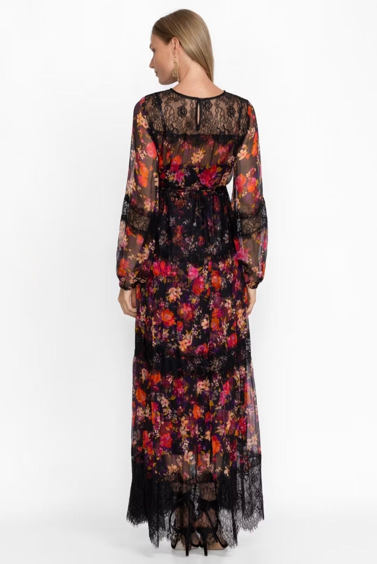 Johnny Was Flora Silk Maxi Dress Size PS Petite Small Multicolor Floral Lace NWT 3