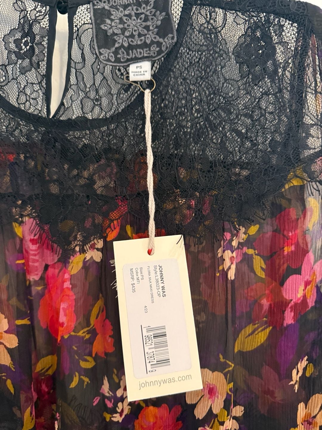 Johnny Was Flora Silk Maxi Dress Size PS Petite Small Multicolor Floral Lace NWT 5