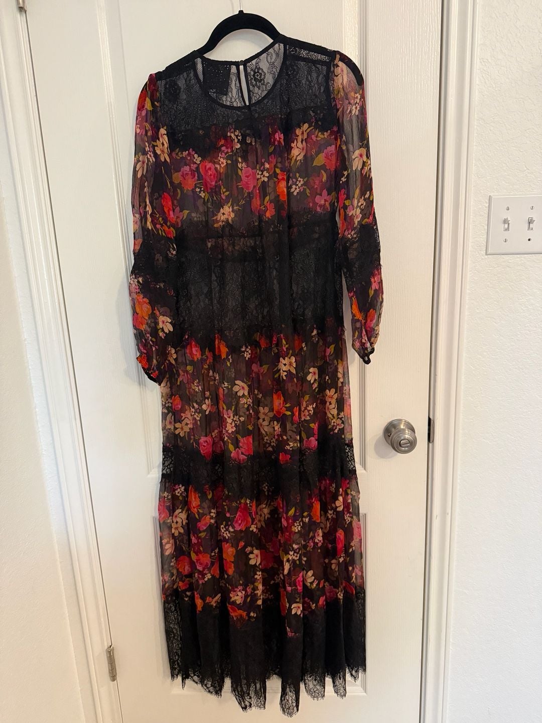 Johnny Was Flora Silk Maxi Dress Size PS Petite Small Multicolor Floral Lace NWT 6