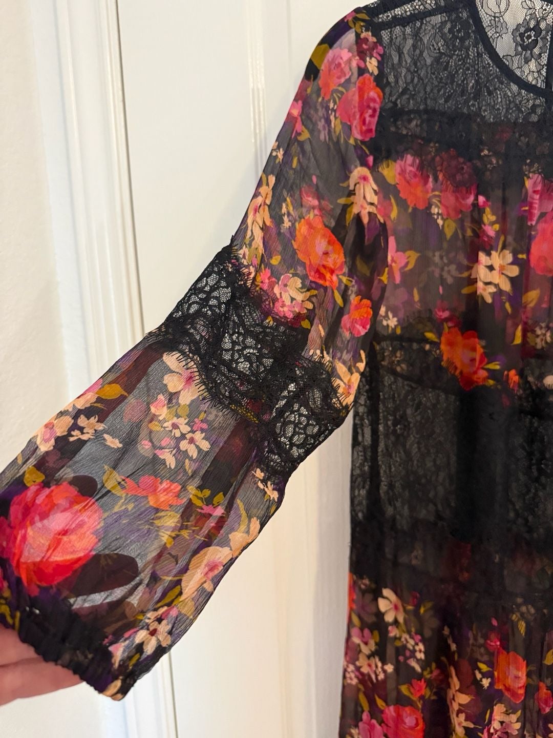 Johnny Was Flora Silk Maxi Dress Size PS Petite Small Multicolor Floral Lace NWT 9