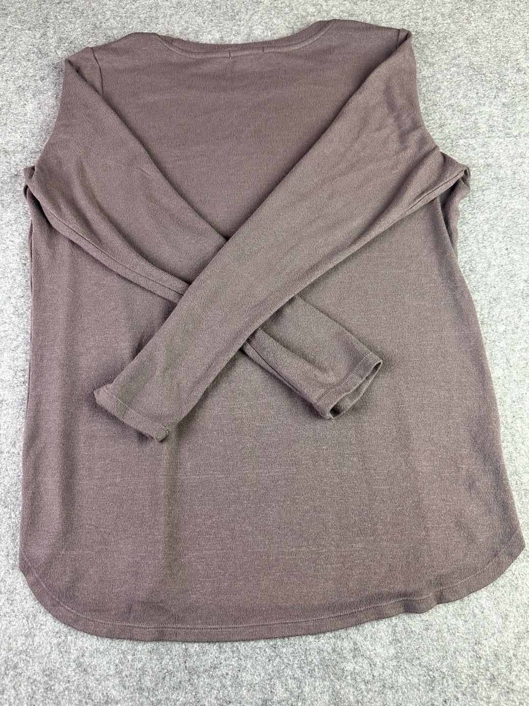 matty m Long Sleeve Crew Neck Thermal Knit Top Brown Size L 3