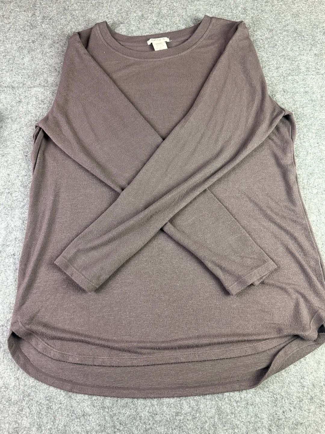 matty m Long Sleeve Crew Neck Thermal Knit Top Brown Size L 2