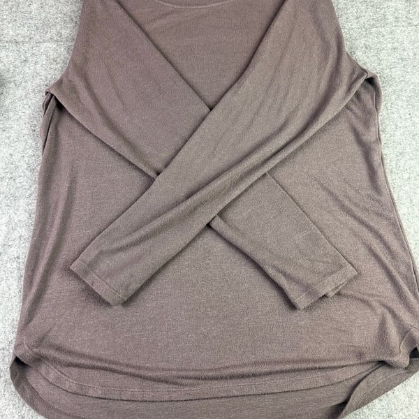 matty m Long Sleeve Crew Neck Thermal Knit Top Brown Size L